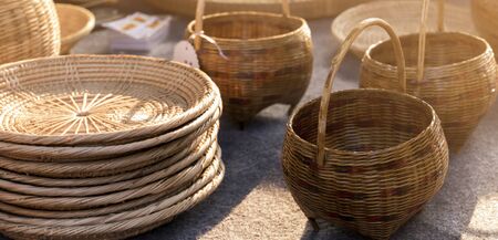 Brown Wicker Baskets different size.の写真素材