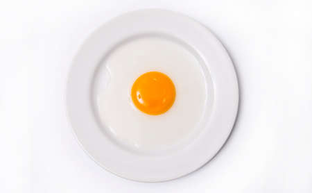 Egg in white plate.の写真素材