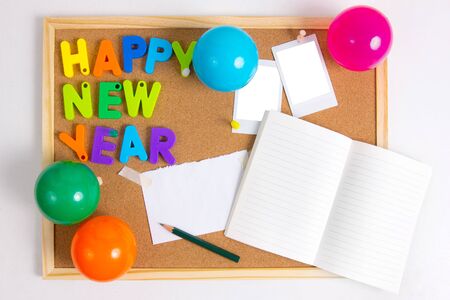 New Year card with objects boardの写真素材