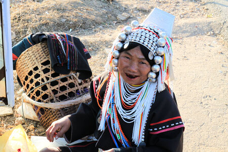 CHIANG RAI, THAILAND - DECEMBER 31  Unidentified old women in traditional dress in northern on December 31,2010  in Doi Mae Salong, Chiang Rai, Thailandのeditorial素材
