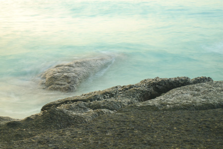 Sea and stone  at Similan island, Phang-nga, Thailand Long exposure shot の写真素材