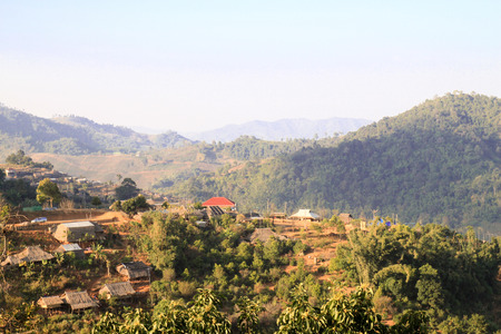 Local village farmer in Doi Mae Salong, Chiang Rai, Thailandの写真素材