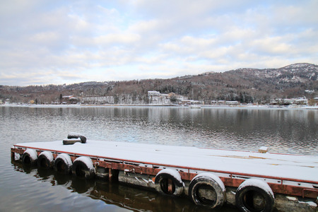 lake Kawaguchiko view in winter season Japanの写真素材