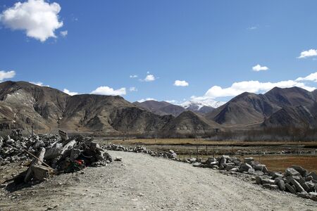Roadside landscape mountain view  blue sky