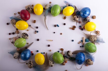 Frame from multi-colored eggsの写真素材