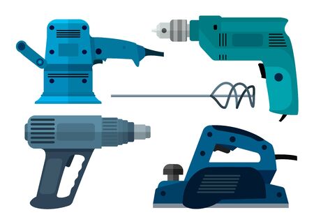 Electric tool for building and repair drill flat. のイラスト素材
