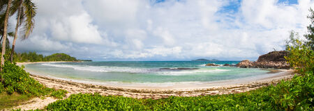Panorama of a dream beach on the island of Praslin, Seychelles の写真素材