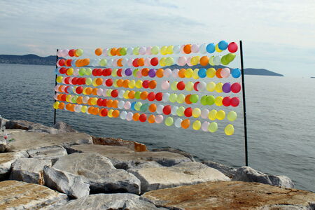 ballons in the seaの写真素材