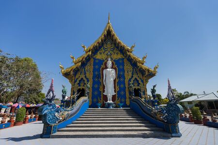 Chiangrai famous place "Wat Rong Sua Ten" blue temple unseen place in chiangrai,thailandの写真素材