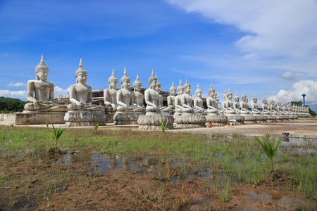 Buddha statue and blue sky, Nakhon Si Thammarat Province, Thailandの写真素材