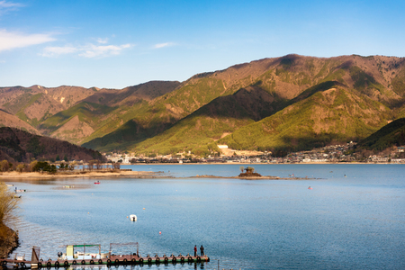 View of Mountains Hakone at lake ashi in japanの写真素材
