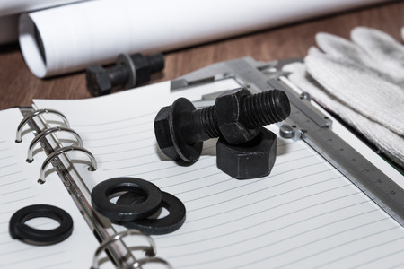 Bolts and nuts for high tension work. Engineer analyze for design or engineer inspector for checking and designの写真素材