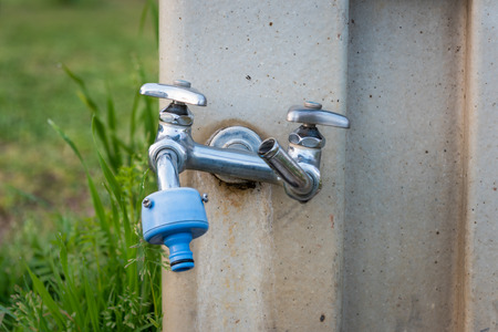 Faucet in the garden closeup.の写真素材