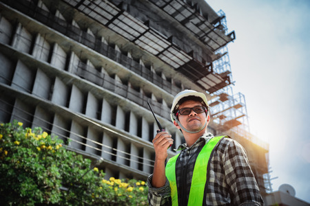 Civil Engineers people in construction site or building site of highrise buildingの写真素材