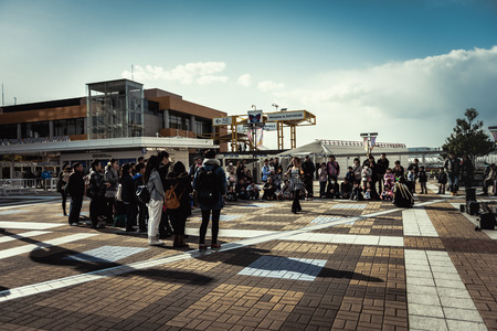 OSAKA, JAPAN - MAR 2015 : Aquarium Kaiyukan Park. It is magnetic attraction for both children and adults for activity and talent show. Nearly Tempozan Harbor Villageのeditorial素材