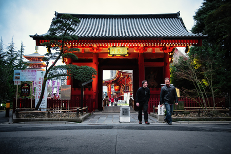 TOKYO,JAPAN - MAR 2015 : Gate of Asakusa Kannon Temple or Sensoji Temple is a Buddhist temple located in Asakusa. One of Tokyo's most colorful and popular temples.Cinematic filter.のeditorial素材