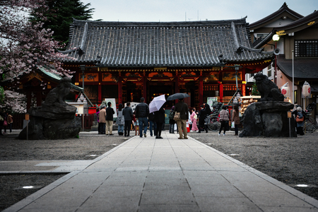 TOKYO,JAPAN - MAR 2015 : Asakusa Kannon Temple or Sensoji Temple is a Buddhist temple located in Asakusa. One of Tokyo's most colorful and popular temples.Cinematic filter.のeditorial素材