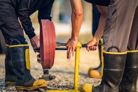 Roll Fire hose for Store equipmentの写真素材