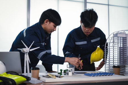 Two Young Engineers Expertise in Solar Cell Installation Meetings and Discussion in The Job. How to...