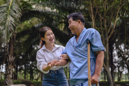 Daughter takes care of father and helps Support, Encourage him during his illness at hospital...