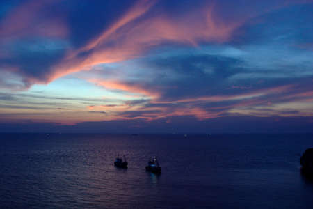 sunset at srichang islandの写真素材