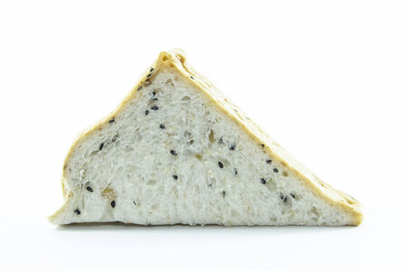 Sandwich sliced whole grain bread on white background
