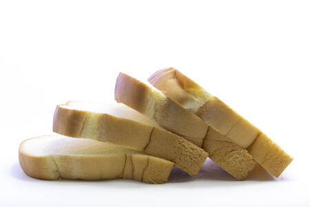 White thick fresh bread recipe on white background