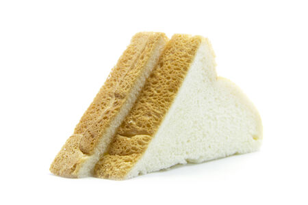 White bread fresh bake sandwich gold edge on white background
