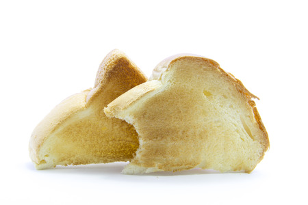 Toast white fresh bread sandwich bite on white background