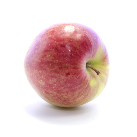 Side view fresh red apple on white backgroundの写真素材