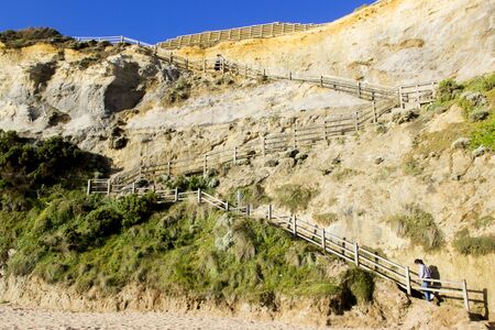 Up the stair on sandstone coast attraction place on Great Ocean Road