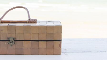 Vintage bag travel to the beach in summerの写真素材