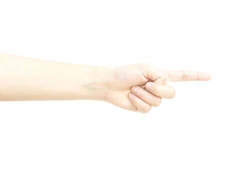 One finger hand metaphor with specific on white backgroundの写真素材