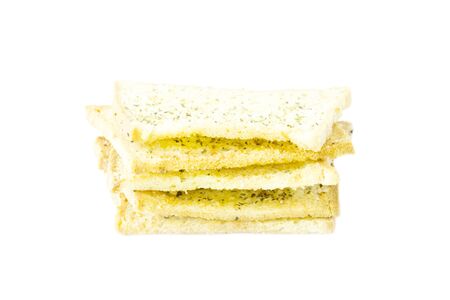 Half garlic bread crispy snack on white backgroundの写真素材