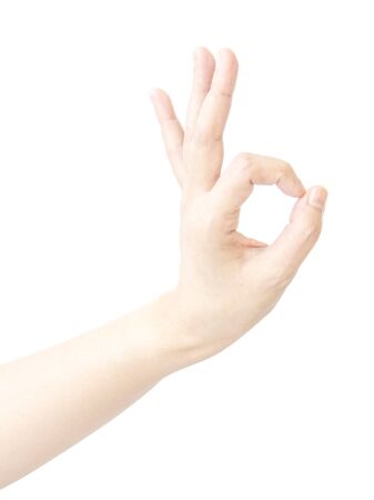 Zero shape finger hand metaphor with agree on white backgroundの写真素材