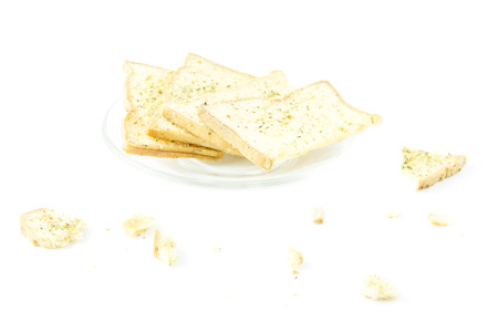 Garlic bread bakery bite snack on white backgroundの写真素材