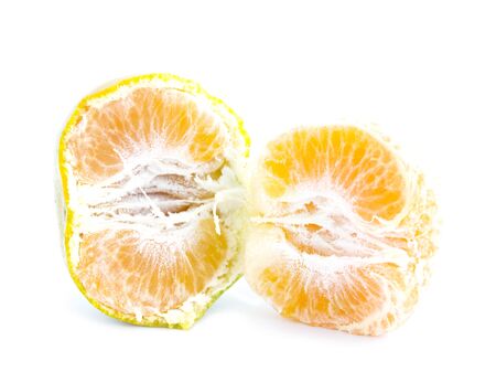 Half orange fruit fiber nutrition on white backgroundの写真素材