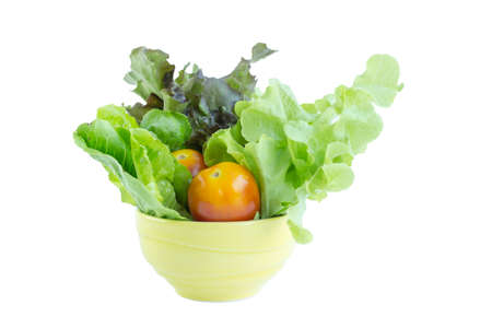 Colorful Salad ingredient in bowl on white background