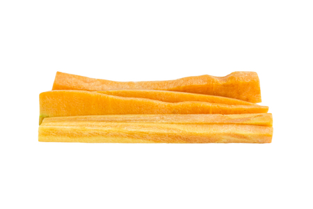 Fresh Carrot piece sliced ingredient on white backgroundの写真素材