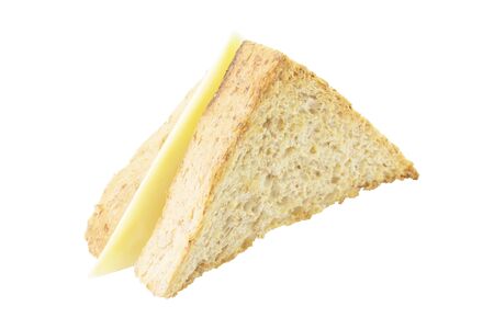 Sandwich whole wheat and cheese layer on white background