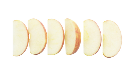 Fresh apple snack fruit slice on white backgroundの写真素材