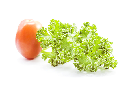 Parsley organic and tomato  ingredient on white backgroundの写真素材