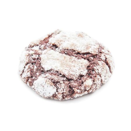 Brownies cookies with icing powder on white backgroundの写真素材