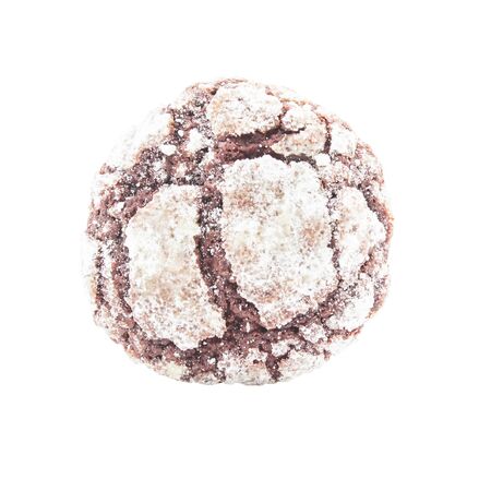 Brownies cookies with icing powder on top view and white backgroundの写真素材