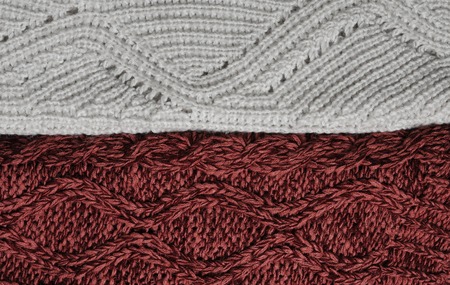 Marsala and white knitting textures