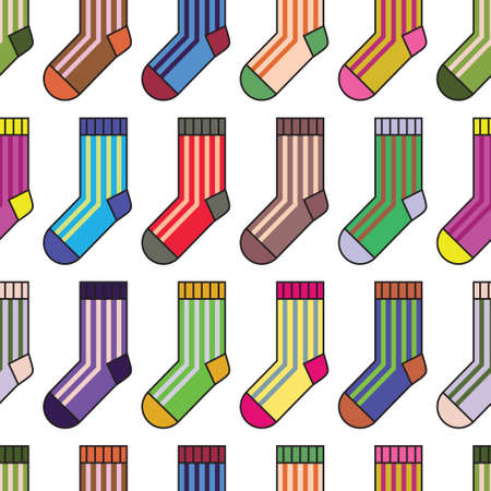 Striped multicolor socks seamless vector patternのイラスト素材