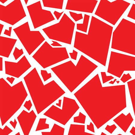 Red freehand Heart seamless print card pattern