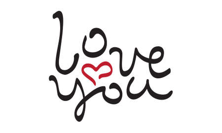 Love you handwriting modern lettering  cardのイラスト素材