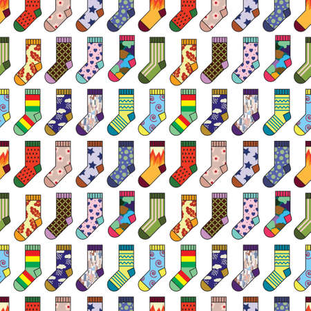 A lot of multicolor socks seamless vector patternのイラスト素材