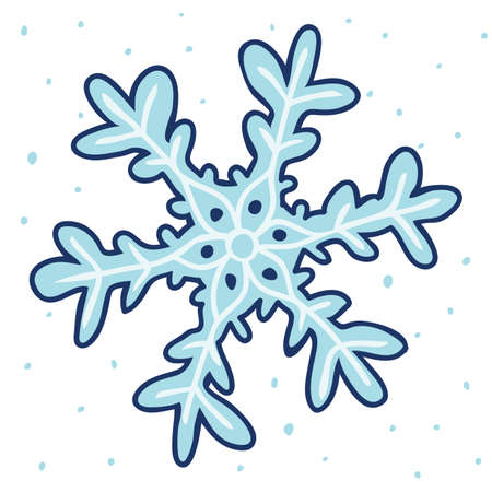 Free hand drawing style Snowflake element. Winter holyday light blue decorating shape. Vector snowflake Christmas element. A single simple detail for a festive New Year's decorationのイラスト素材